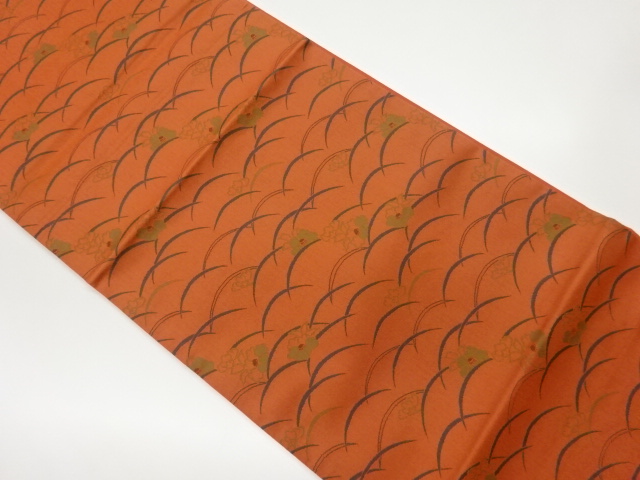 JAPANESE KIMONO / VINTAGE FUKURO OBI / WOVEN CAMELLIA & GRASS